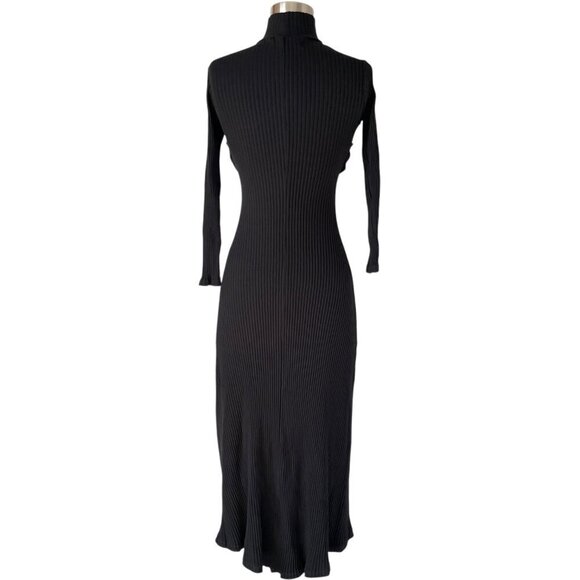 Mara Hoffman Flo Ribbed Midi Dress Size S Black Tie Front - Picture 5 of 8